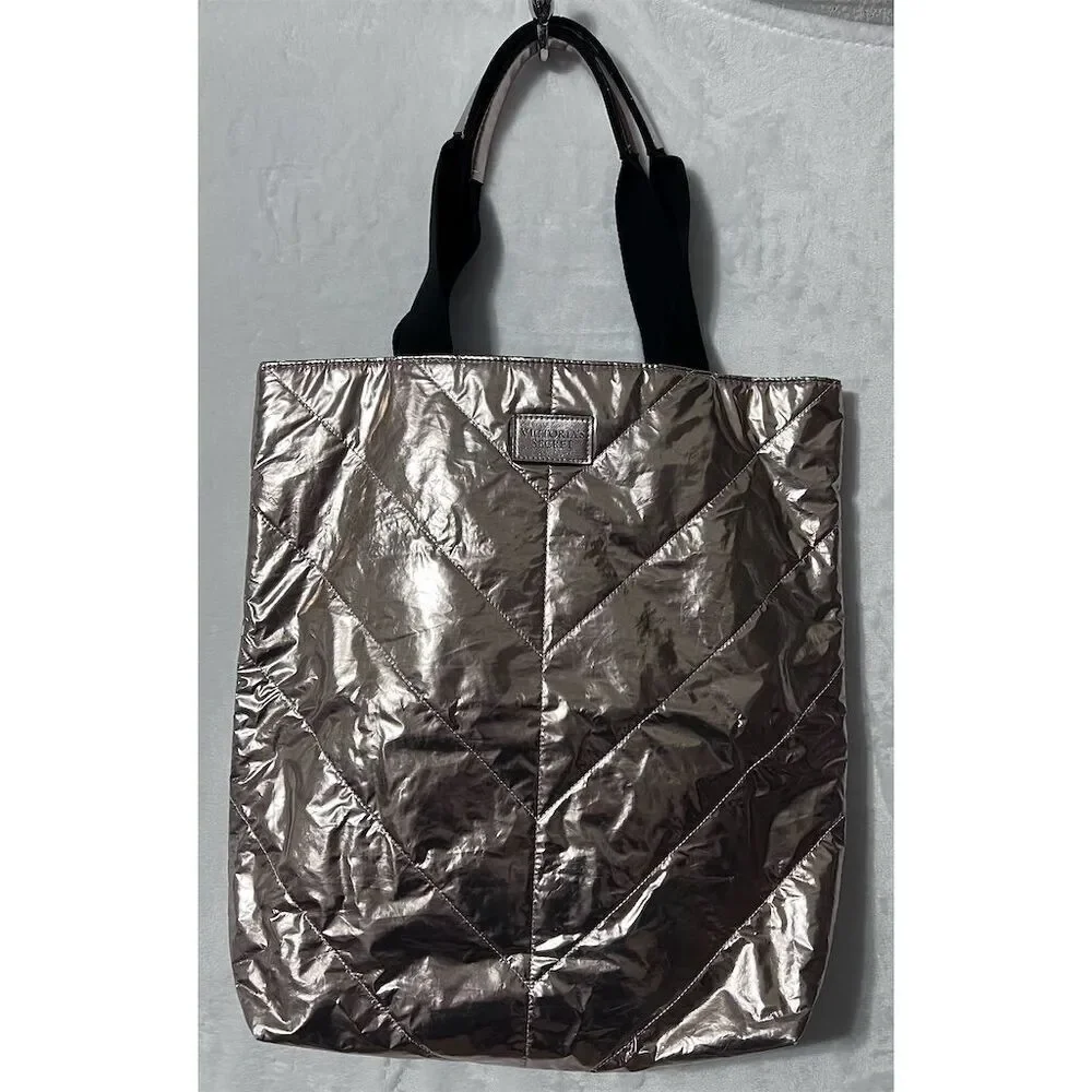 Victoria's Secret Rose Gold Chevron Quilted Tote Bag